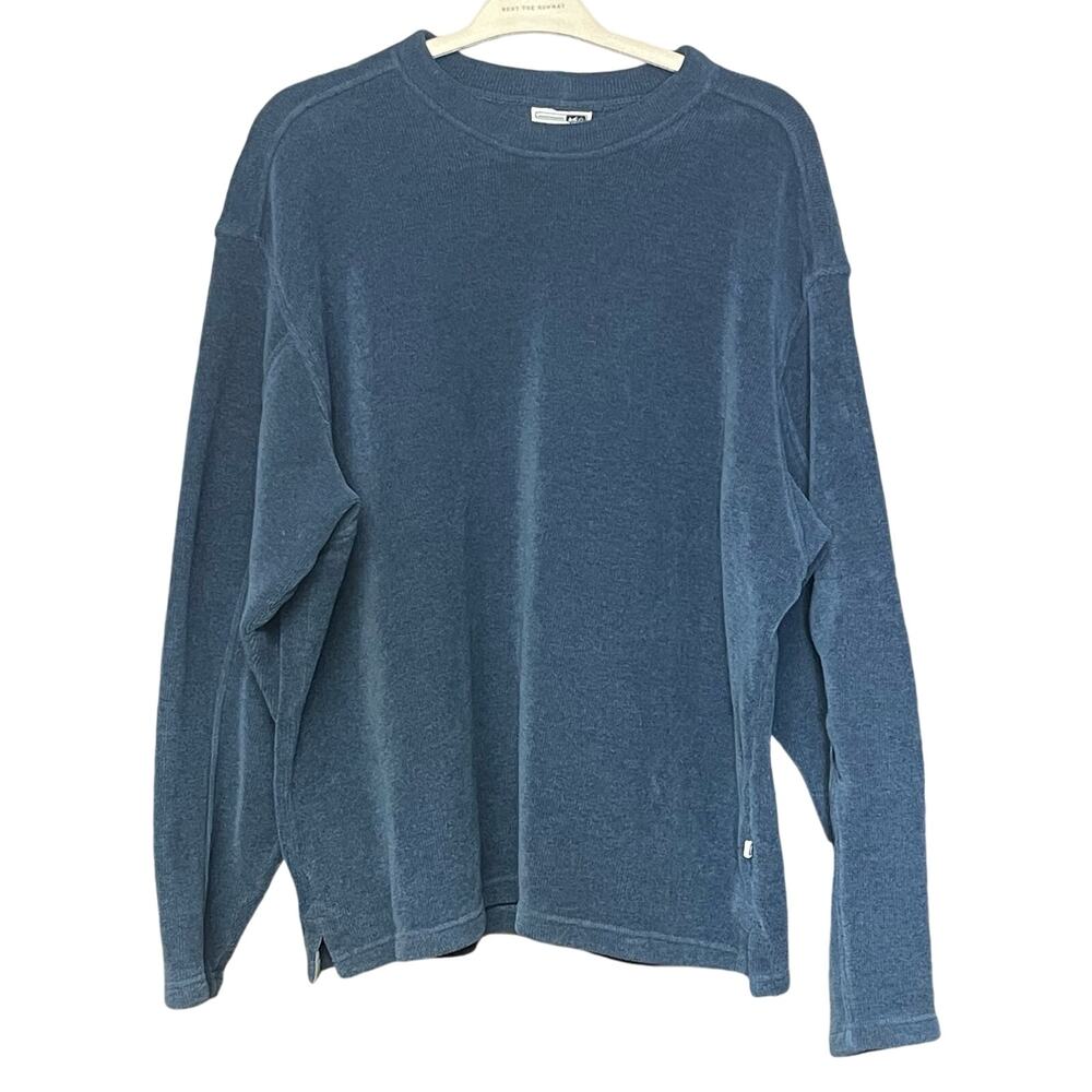 REÍ men’s sweatshirt heavy blue crew neck warm outdoors hidden pocket size XL